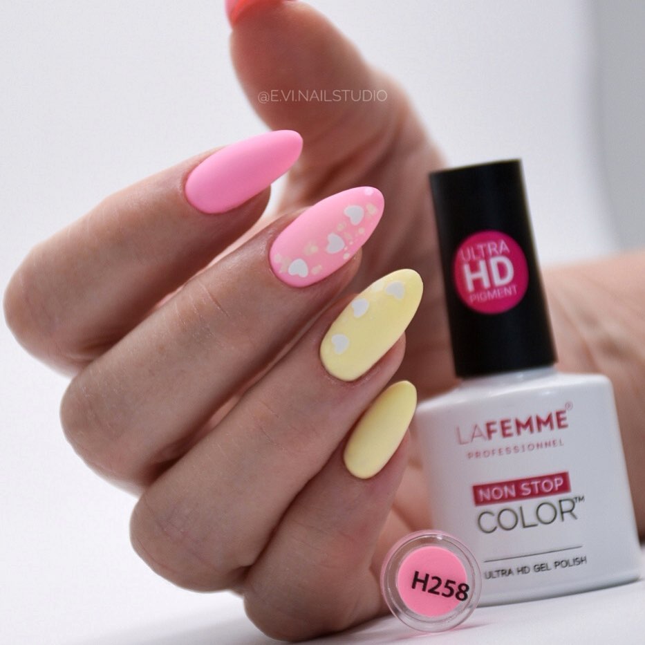 Uñas amarillas H258 H011 diseño semipermanente salón