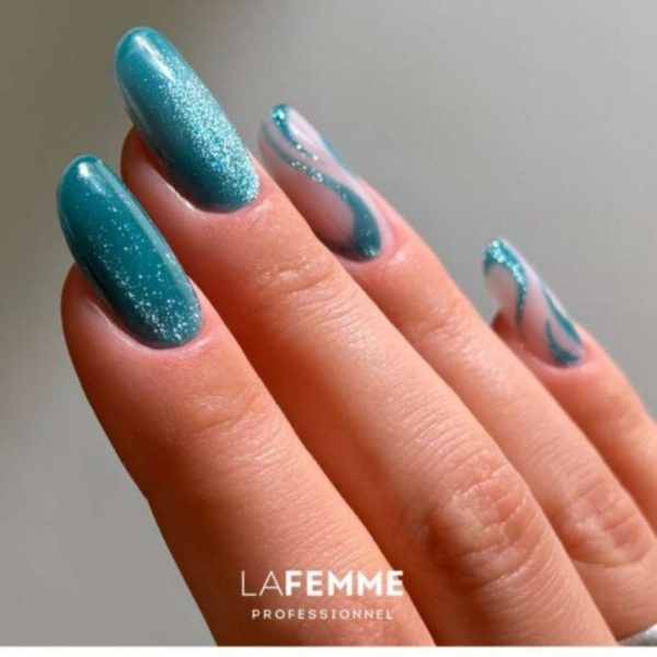 diseño de uñas Esmalte Semipermanente Ojo de Gato Azul Z043