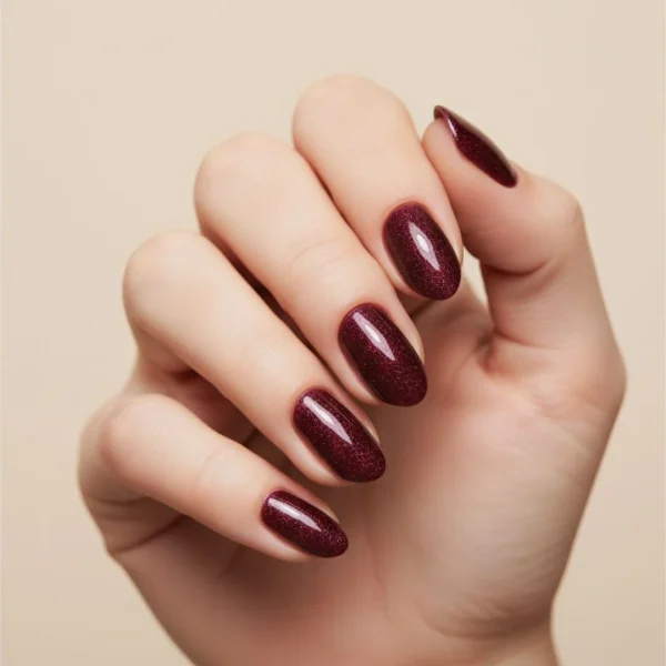 Esmalte Semipermanente Burdeos con Purpurina H411