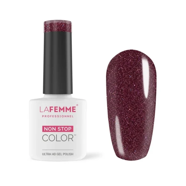 Esmalte Semipermanente Burdeos con Purpurina H437